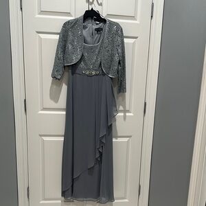 Elegant Gray Evening Dress with Jacket